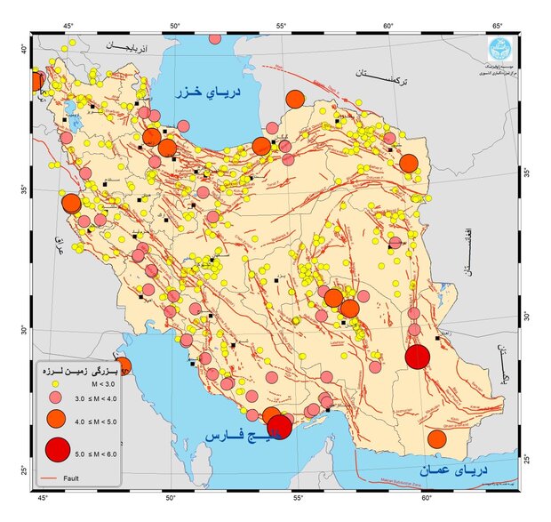نقشه زلزله در خردادماه امسال